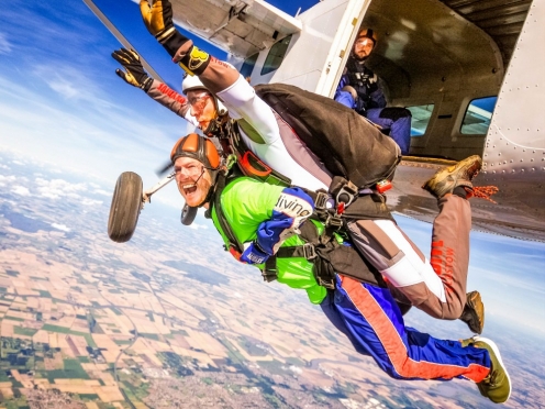 Sky diving 15,000 feet altitude [the highest in Europe]