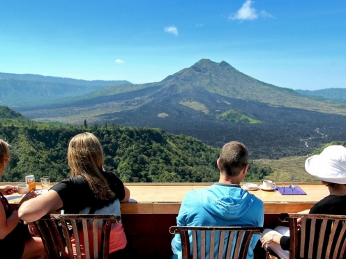 Coffee plantations Bali Pulina on Cliff  and mount Batur , Rice fields ,Celuk village & Painting village, Barong Dance