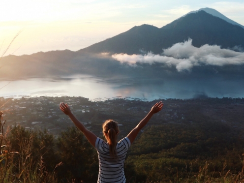 Coffee plantations Bali Pulina on Cliff  and mount Batur , Rice fields ,Celuk village & Painting village, Barong Dance
