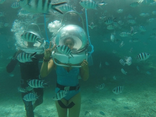 Under Sea Walk with Helmets & Fish Feeding