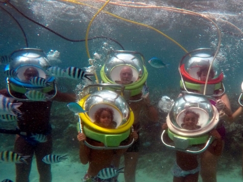 Under Sea Walk with Helmets & Fish Feeding