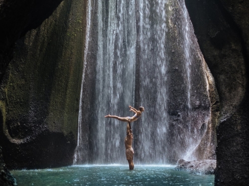 Lempuyang  gate with Tukad Cepung waterfalls & Tirta Gangga.