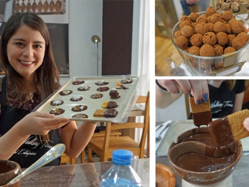 Separate chocolate and traditional beer pubs and walking tours 